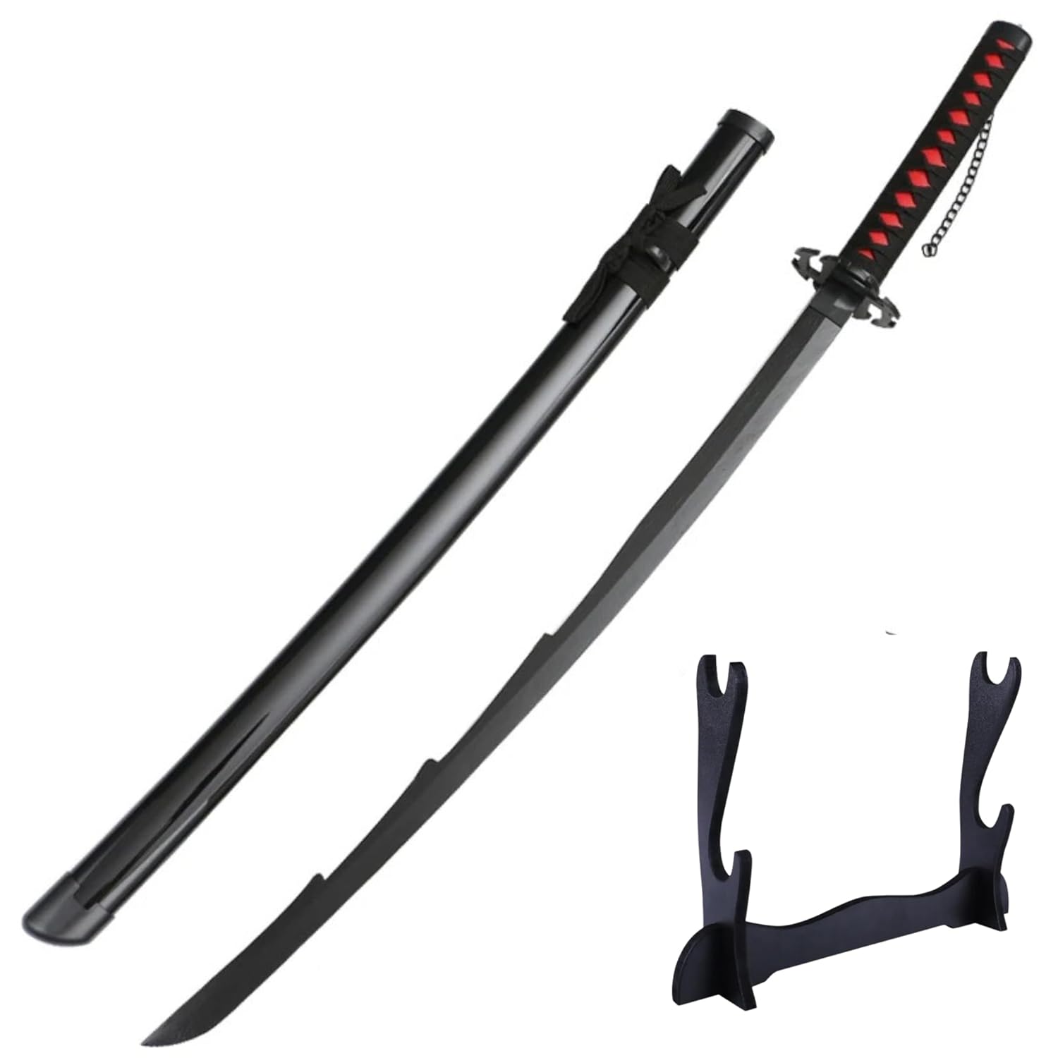 Bleach Zangetsu Ichigo Katana/Sword Toy 104cm Life Size - Bamboo Wood Zangetsu Ichigo Katana (Stand Included) Perfect for Anime Gift,Cosplay